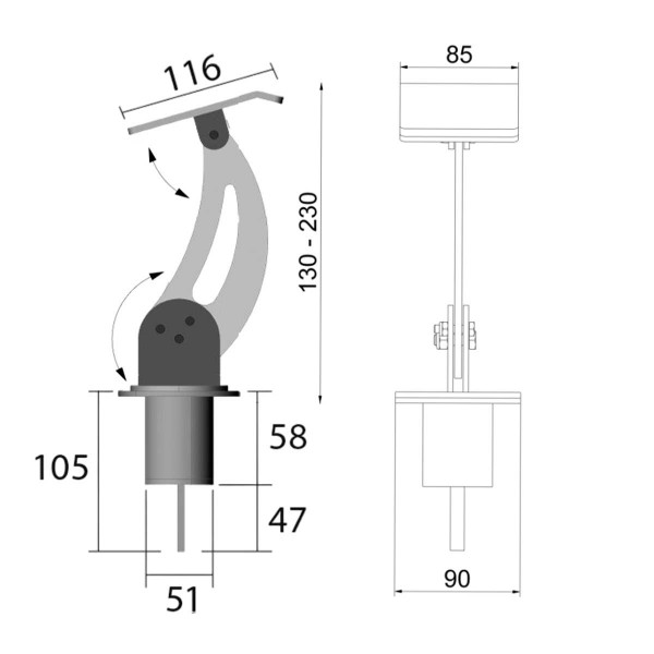 dimensions Support démontable simple pour annexes - N°2 - comptoirnautique.com