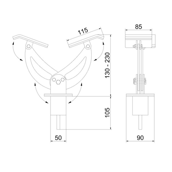 Dismountable double offset bracket for appendages - N°2 - comptoirnautique.com