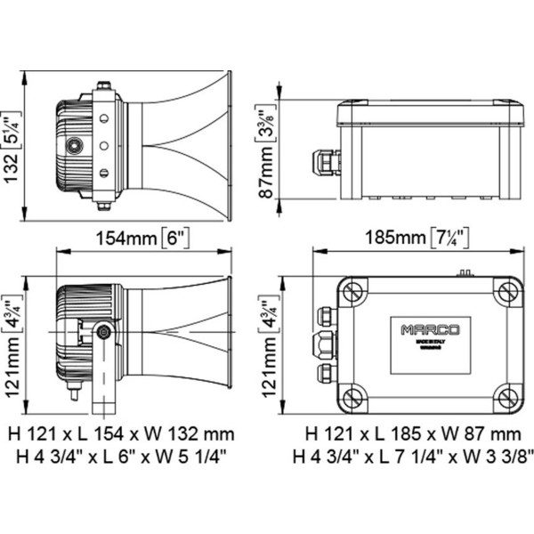 Elektronische Hupe mit RINA-zugelassenem Verstärker 112 dB 12 V - N°2 - comptoirnautique.com