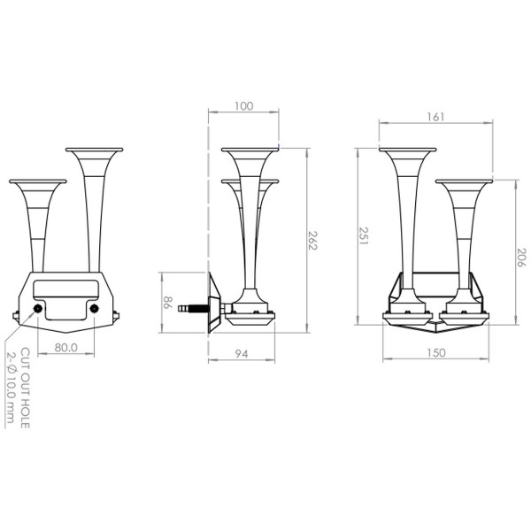 Avertisseur chromé avec 2 klaxons 120 dB 12V - N°3 - comptoirnautique.com