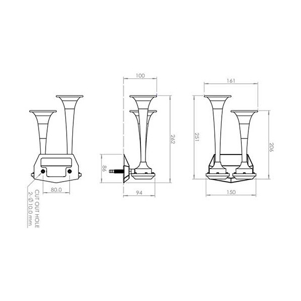 Chrome horn with 2 24 V horns - N°3 - comptoirnautique.com