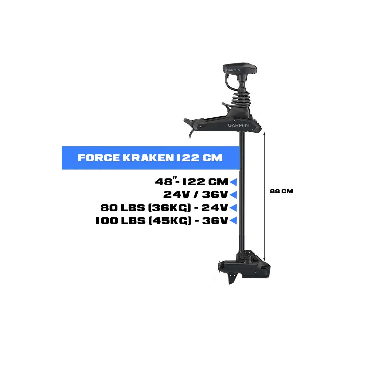 010-02573-30 - Moteur avant Garmin Force Kraken 48" (122 cm) pour 17.20 kg