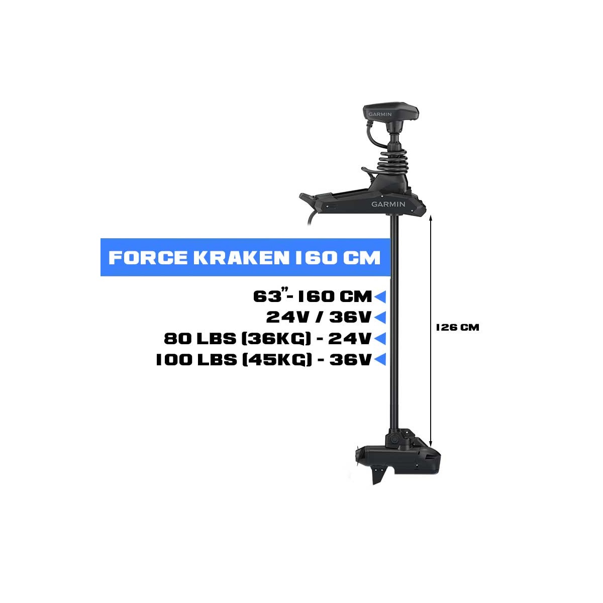 010-02573-00 - Moteur avant Garmin Force Kraken 63" (160 cm) pour 24.04 kg