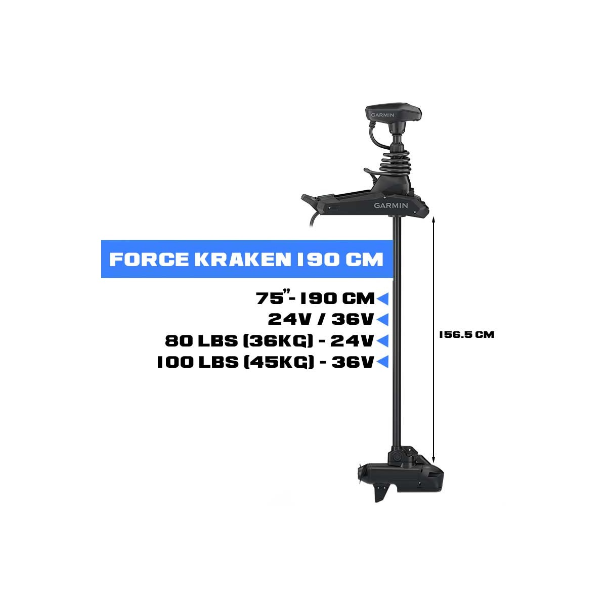 010-02573-10 - Moteur avant Garmin Force Kraken 75" (190 cm) pour 24.94 kg