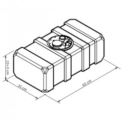 dimensions Réservoir de carburant en Eltex 43 Litres