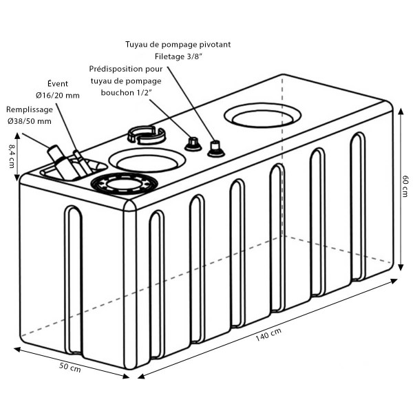 Cross-linked polyethylene fuel tank 336 Litres - N°2 - comptoirnautique.com