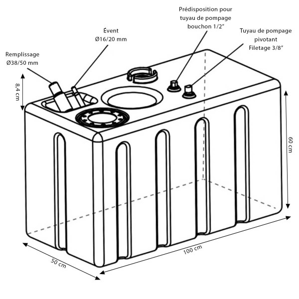 Kraftstofftank aus vernetztem Polyethylen 248 Liter - N°2 - comptoirnautique.com