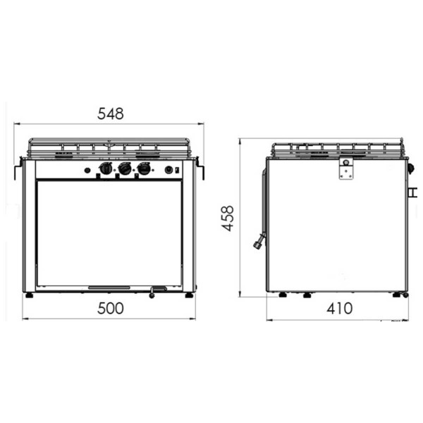 dimensions Gazinière inox CU3000 3 feux - N°7 - comptoirnautique.com
