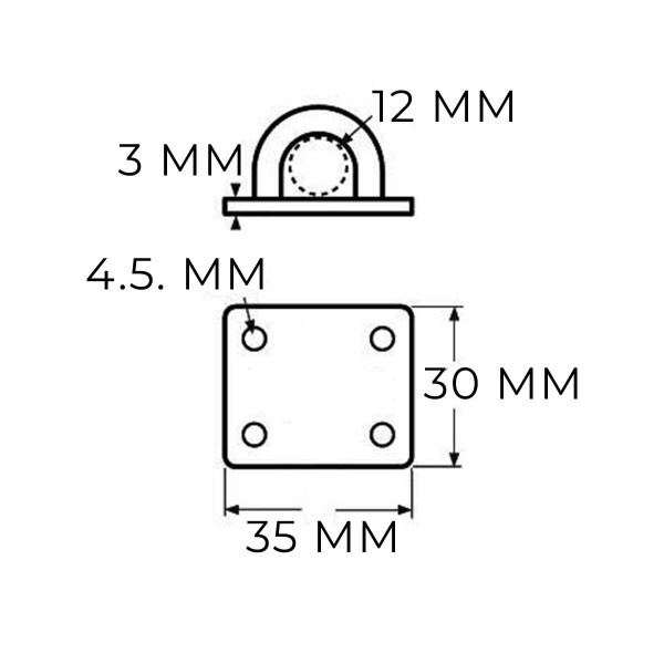 Abzugsbügel auf Platte 30x35mm Edelstahl 304 - N°2 - comptoirnautique.com