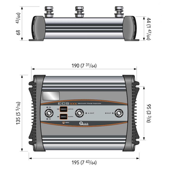 dimensions Répartiteur de charge ECS162 1E/2S/160A - N°3 - comptoirnautique.com