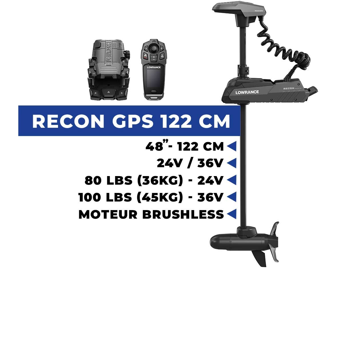 000-16172-001 - Moteur avant électrique Lowrance RECON 48" 122 cm - GPS HDI