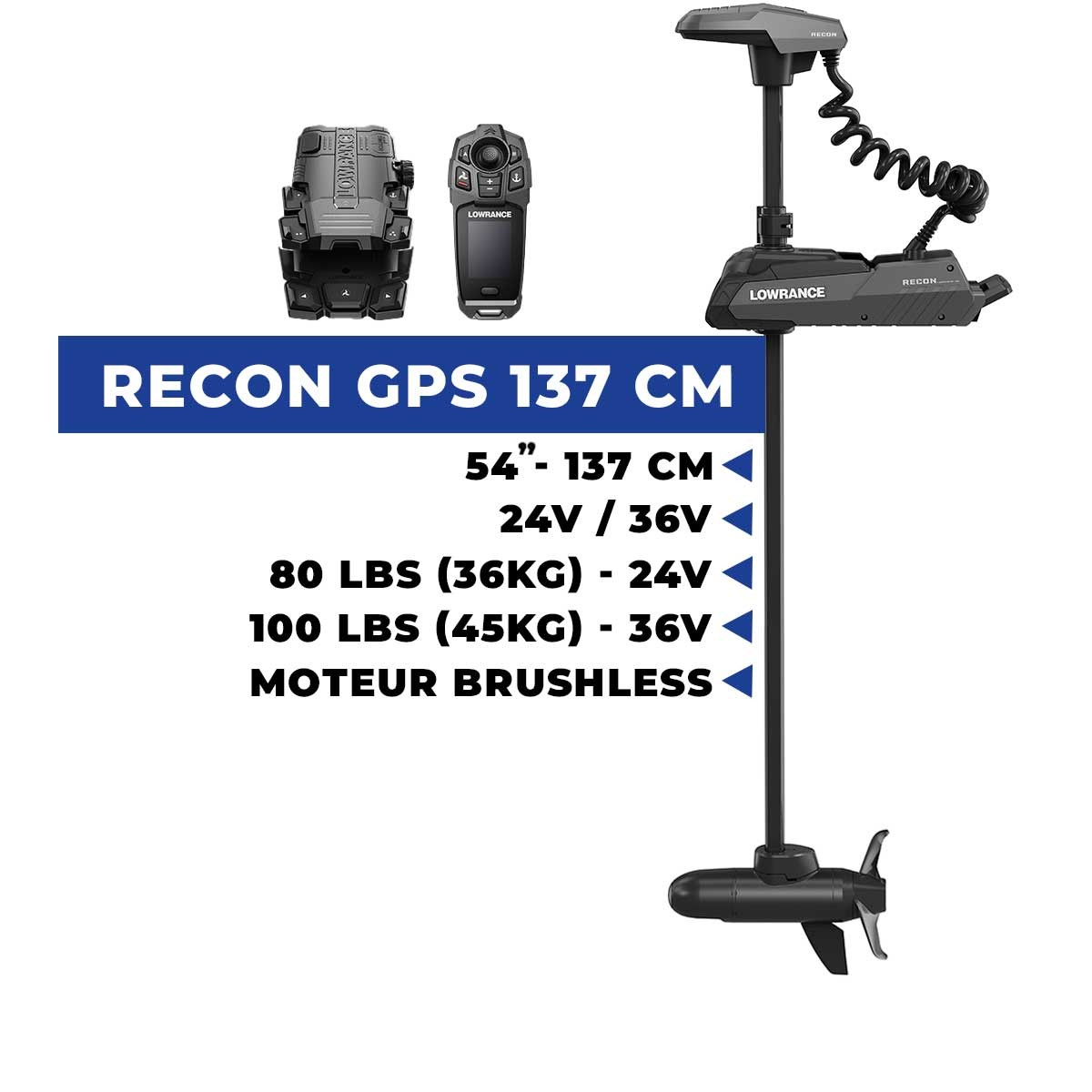 000-16173-001 - Moteur avant électrique Lowrance RECON 54" 137 cm - GPS HDI