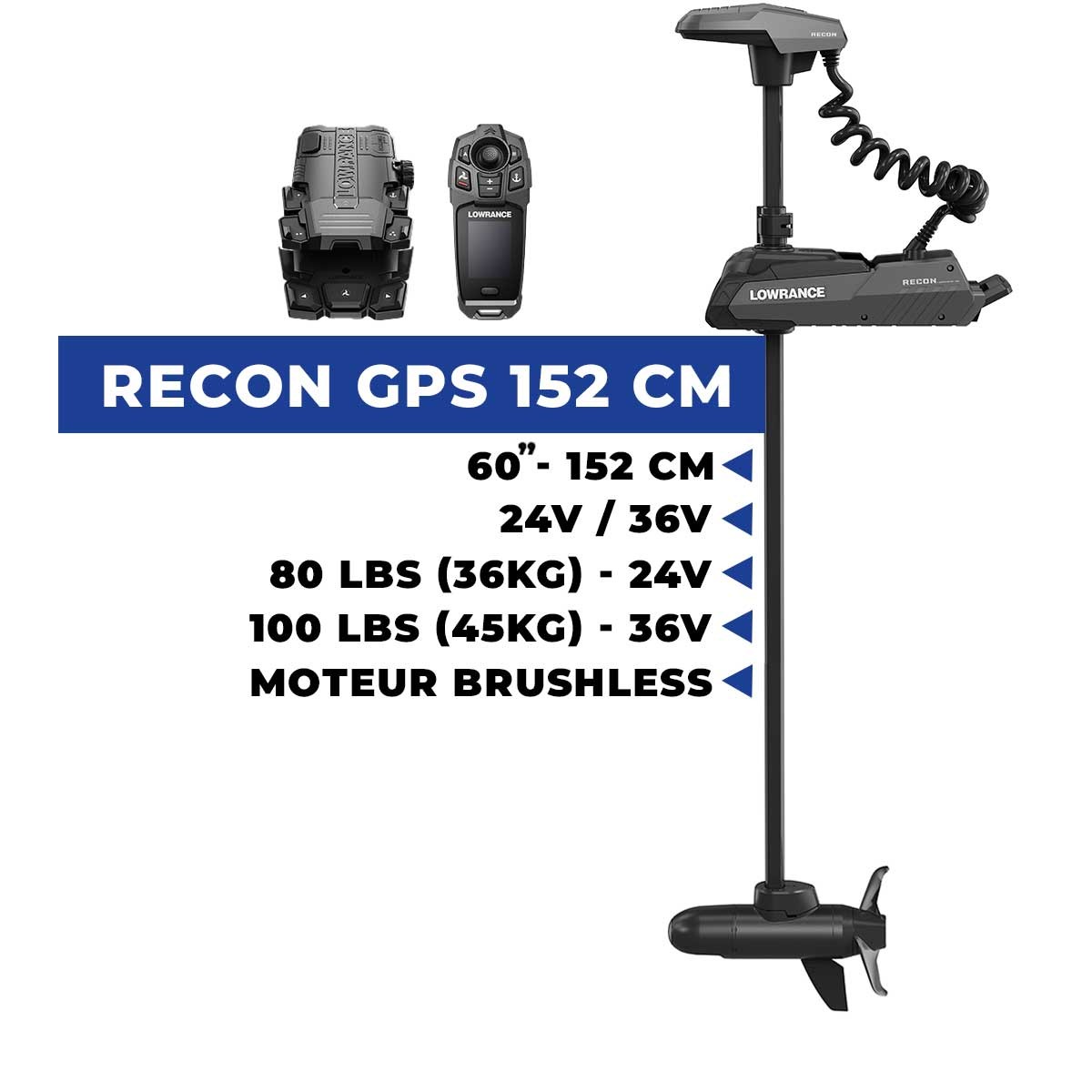 000-16174-001 - Moteur avant électrique Lowrance RECON 60" 152 cm - GPS HDI