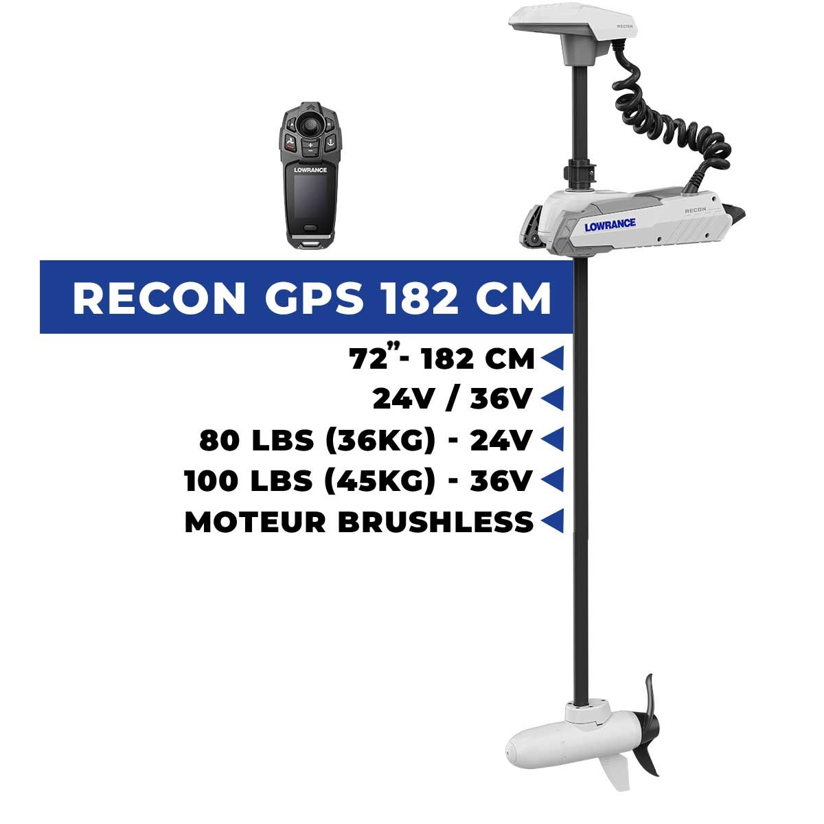 000-16181-001 - Moteur électrique avant mer Lowrance RECON 72" - 182 cm GPS