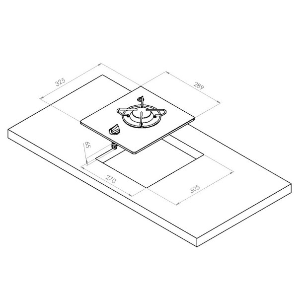 dimensions Plaque de cuisson en verre cristal - 1 feu 325 x 290 mm - N°3 - comptoirnautique.com