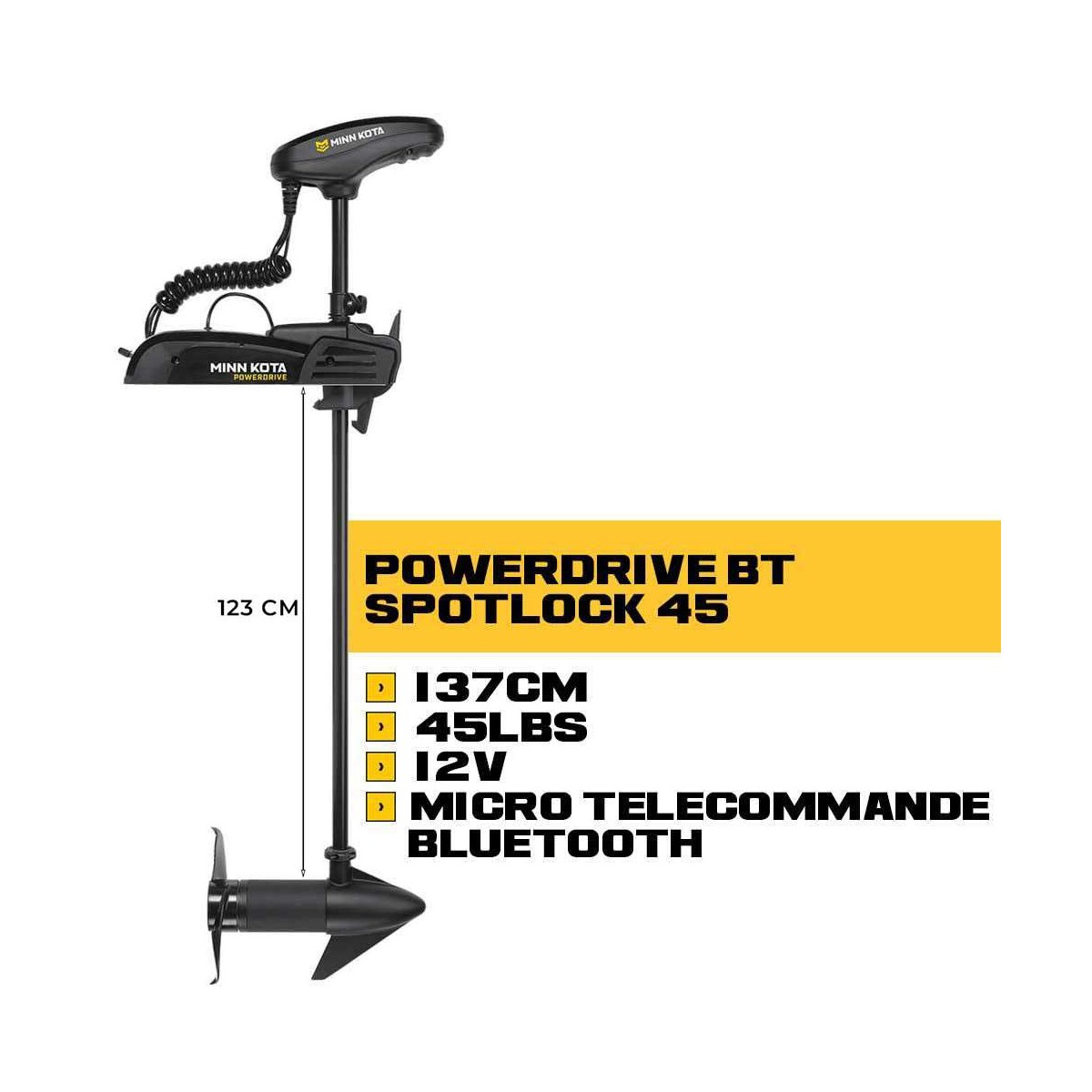 MK-1358792 - Moteur avant Minn Kota POWERDRIVE SPOTLOCK 54" : 137 cm 45 lbs