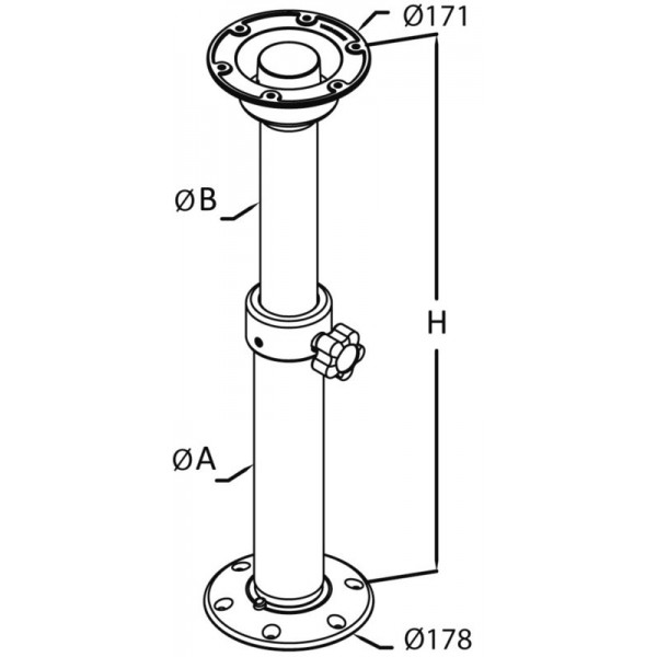 Gamba da tavolo telescopica Thread Lock 450/700 - N°2 - comptoirnautique.com