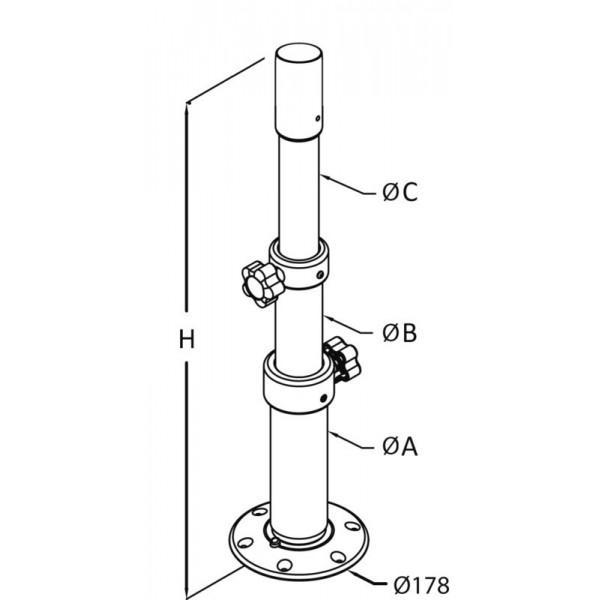 Base per tavolo tri Thread Lock-telescopica 450/775 mm - N°2 - comptoirnautique.com