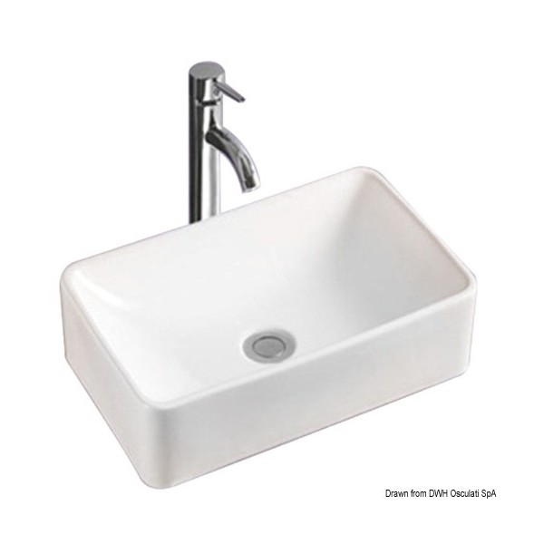 Fregadero cuadrado de cerámica blanca 400x300x130mm - N°1 - comptoirnautique.com