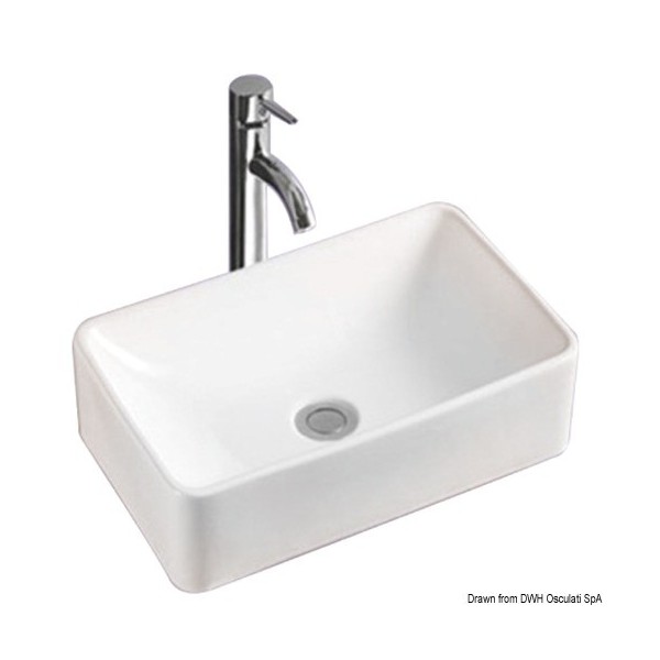 Lavello quadrato in ceramica bianca 400x300x130mm - N°1 - comptoirnautique.com