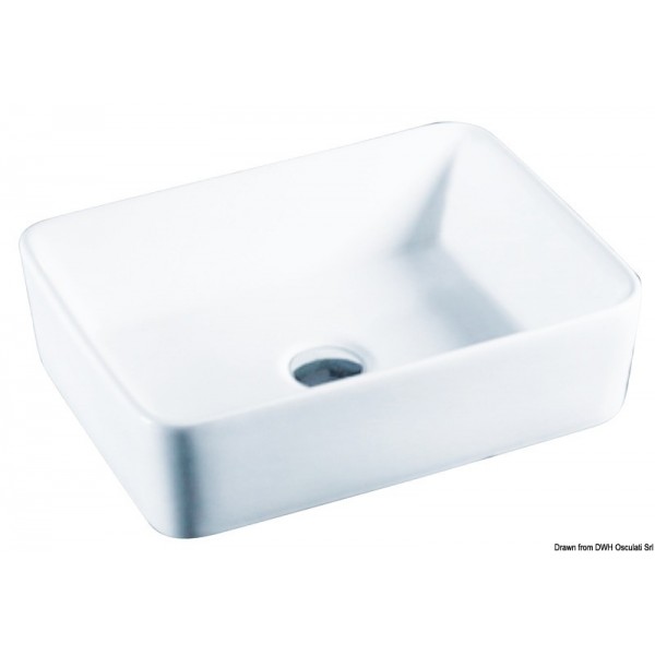 Square white ceramic sink 400x300x130mm - N°2 - comptoirnautique.com