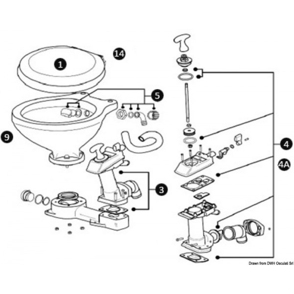 Ersatzpumpe mit Basisdichtung p.WC manuell - N°1 - comptoirnautique.com