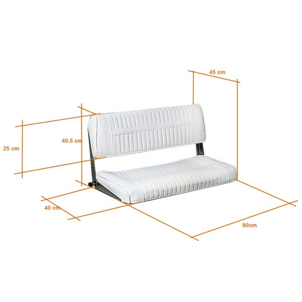 Tandem seat with folding backrest, width 90 cm - N°2 - comptoirnautique.com