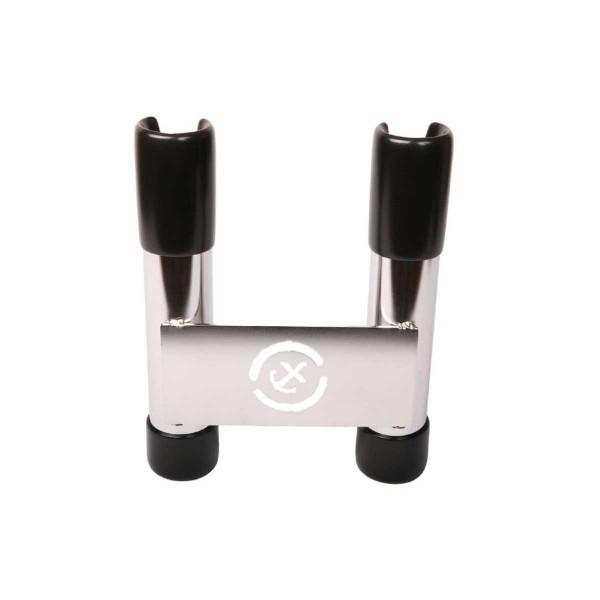 Porte cannes ouvert 2 cannes à pêche pour fixation balcon Seanox embout noir et inox dos - N°7 - comptoirnautique.com