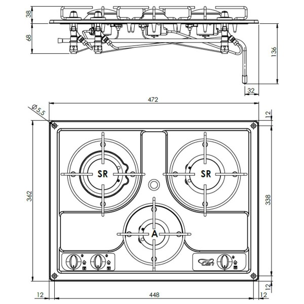 Built-in stainless steel hob PC1323 - N°3 - comptoirnautique.com