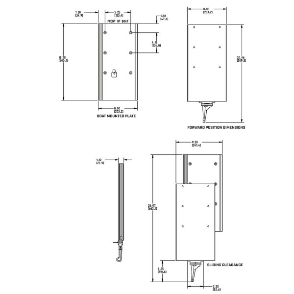 Supporto in alluminio su guida MKA-51 - PowerDrive, Terrova e Ulterra - N°4 - comptoirnautique.com