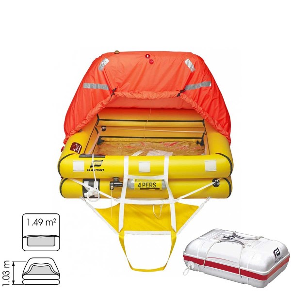 54561 - Radeau de survie hauturier Plastimo Transocéan ISAF/OSR avec armement complet +24H pour 4 personnes - N°2 - comptoirnautique.com