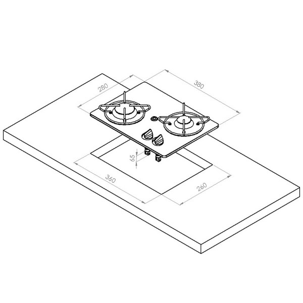 Plaque de cuisson en verre cristal NL.20001 dimensions - N°2 - comptoirnautique.com