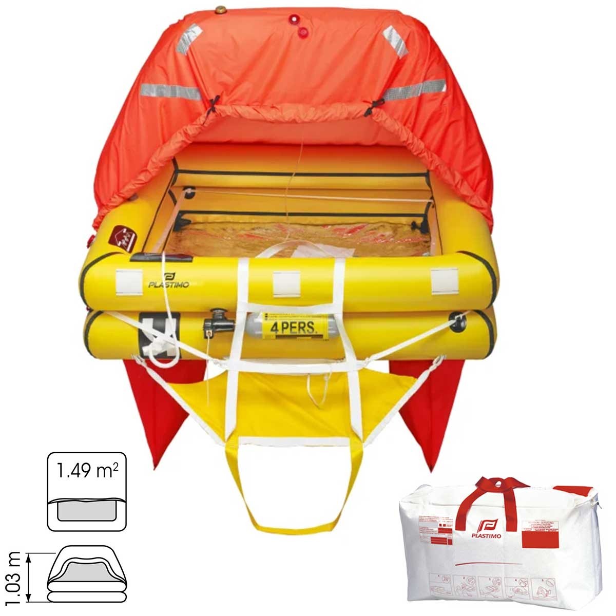 51655 - Radeau de survie côtier Plastimo Ibiza 4 personnes en Sac - pour bateau espagnol