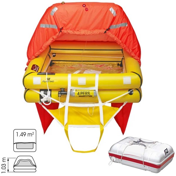 51656 - Radeau de survie côtier Plastimo Ibiza 4 personnes en Container - pour bateau espagnol - N°3 - comptoirnautique.com