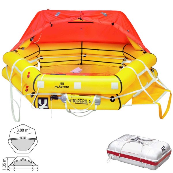 51658 - Radeau de survie côtier Plastimo Ibiza 10 personnes en Container - pour bateau espagnol - N°9 - comptoirnautique.com