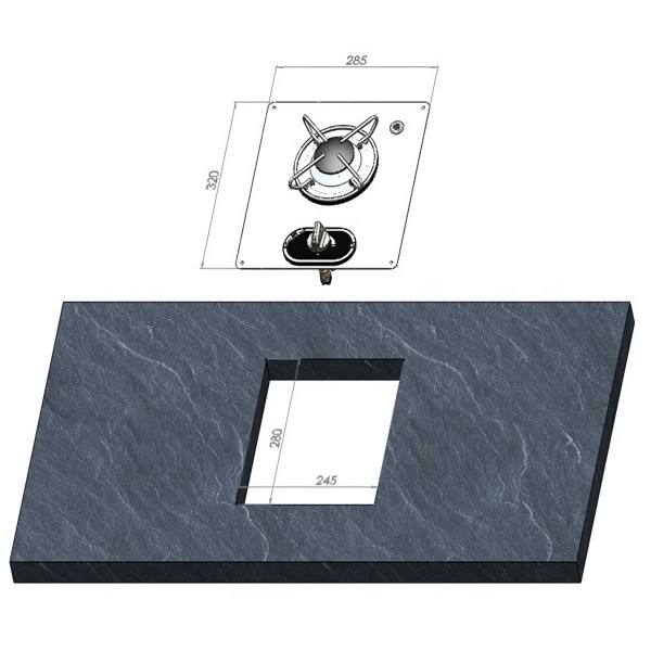 1-burner hob 320 x 285 mm - N°2 - comptoirnautique.com