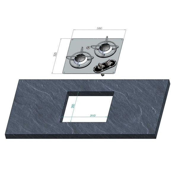 Plaque de cuisson en inox 2 feux - N°2 - comptoirnautique.com