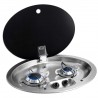 FC1348 piano cottura da incasso in acciaio inox con coperchio fumé
