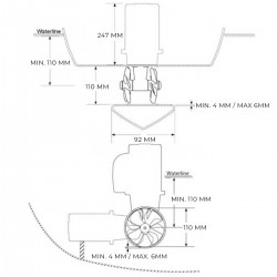Propulseur d'étrave électrique SE25/110S 12V Sleipner schéma des dimensions
