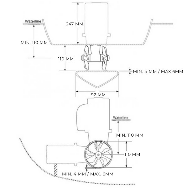 Elektrisches Bugstrahlruder SE25 / Ø 110 mm 12V - N°2 - comptoirnautique.com