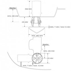 Propulseur d'étrave électrique SE150 24V Sleipner schéma des dimensions