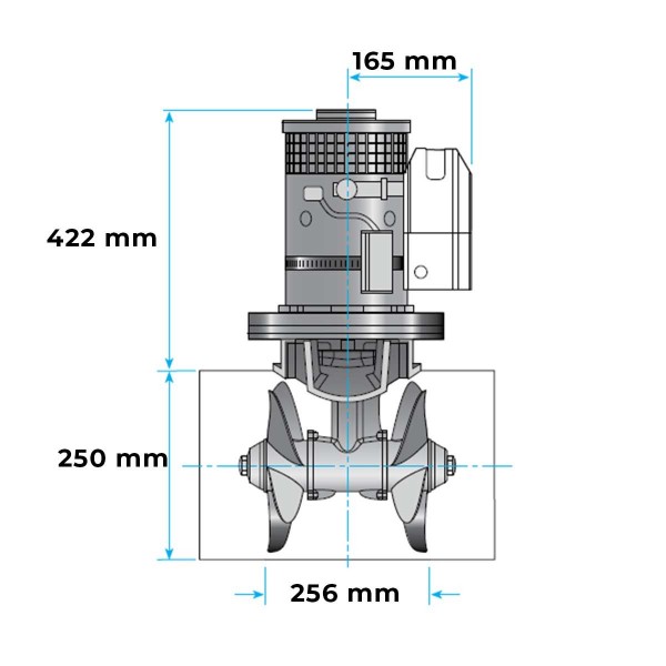 Propulseur d'étrave électrique Lewmar 250TT / Ø 250 mm 24V  dimensions - N°2 - comptoirnautique.com