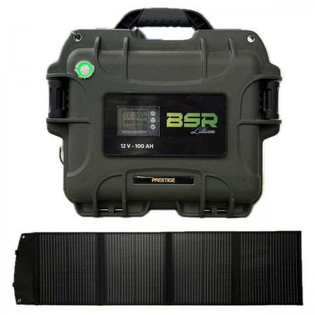 BSR-VALG2-12100SOL - Pack valise lithium Prestige LifePo4 Gen2 12V-100A 1 sortie + panneau solaire pliant 120W