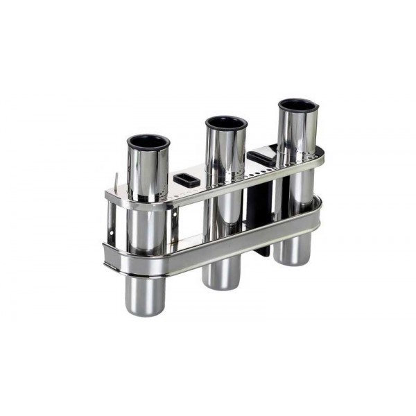 Porta bastoni a parete in acciaio inox-per 3 bastoni - N°1 - comptoirnautique.com