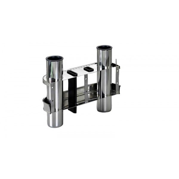 Porta bastoni a parete in acciaio inox-per 2 bastoni - N°1 - comptoirnautique.com