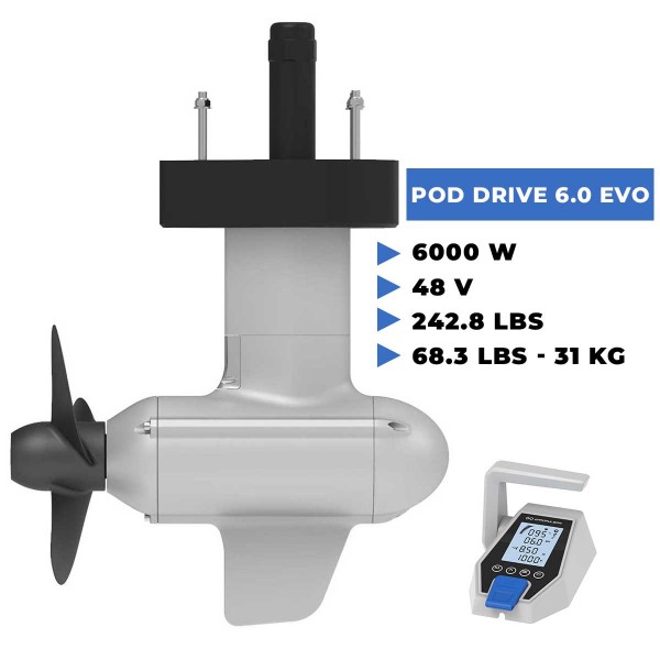 Moteur électrique Pod Drive 6.0 Evo avec commande horizontale evo - N°1 - comptoirnautique.com