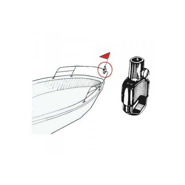 Staffa per asta a bandiera Ø 14 mm per tubo Ø 22-25 mm - N°4 - comptoirnautique.com