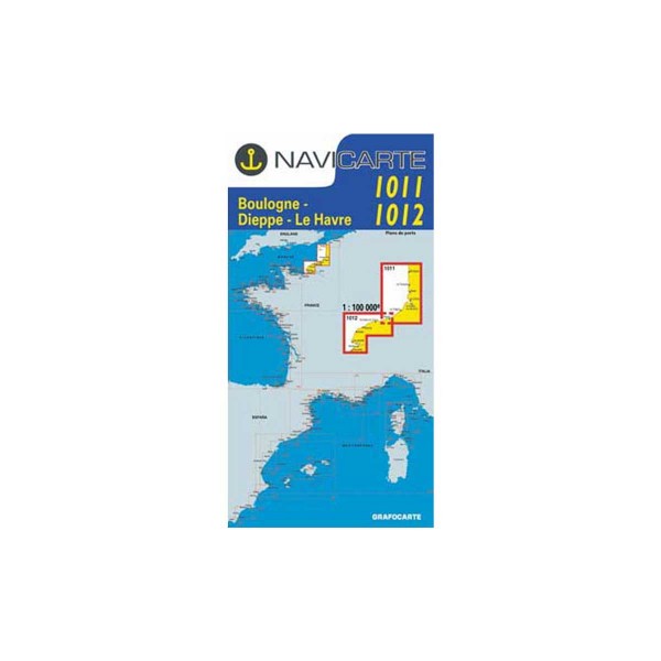 Cartes marines pliées Navicarte - Manche N°1011 + 1012 : Boulogne - Dieppe - Le Havre - N°3 - comptoirnautique.com