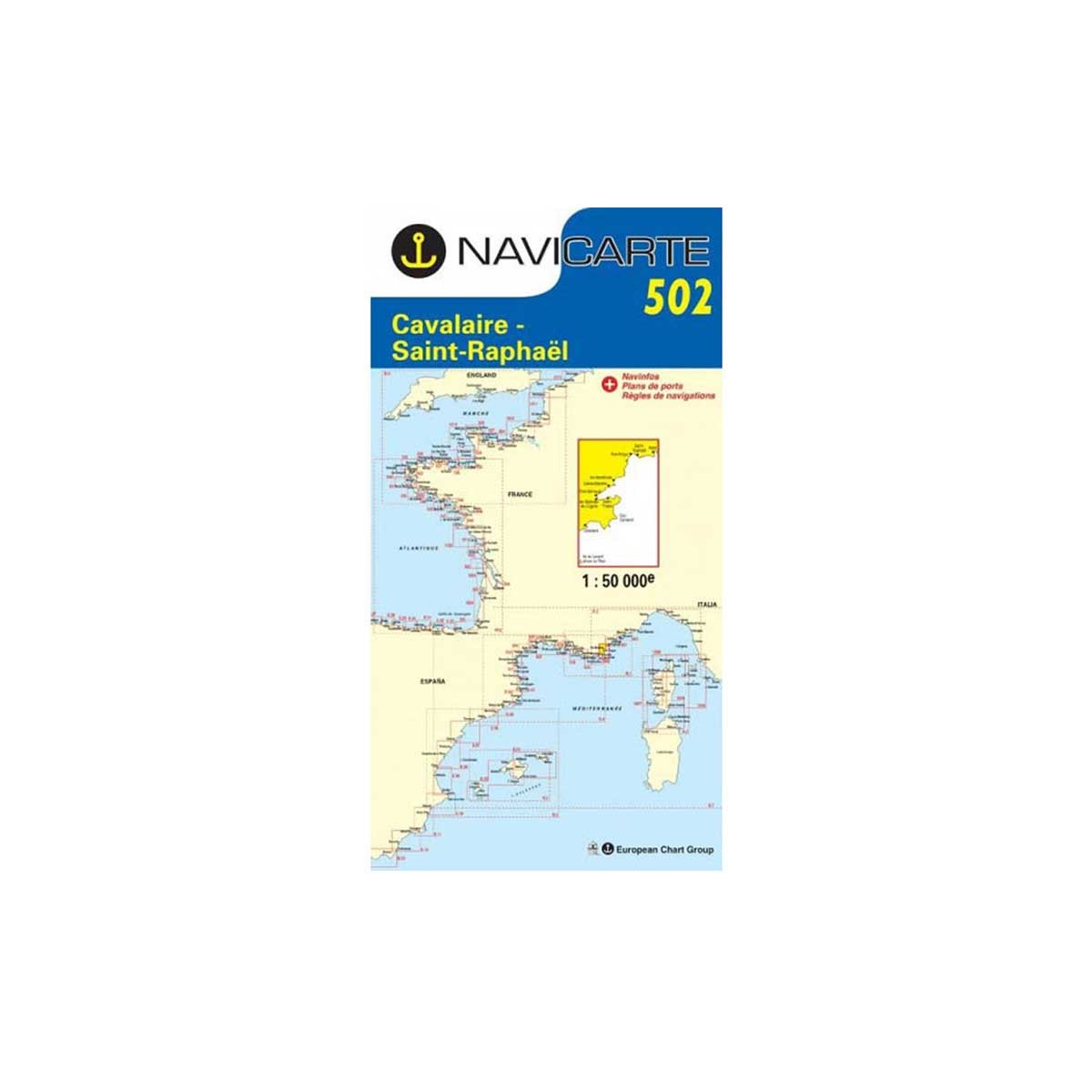 Carte marine pliée Navicarte Méditerranée (France) N°502 : Cavalaire - Saint Raphaël - 1/50 000