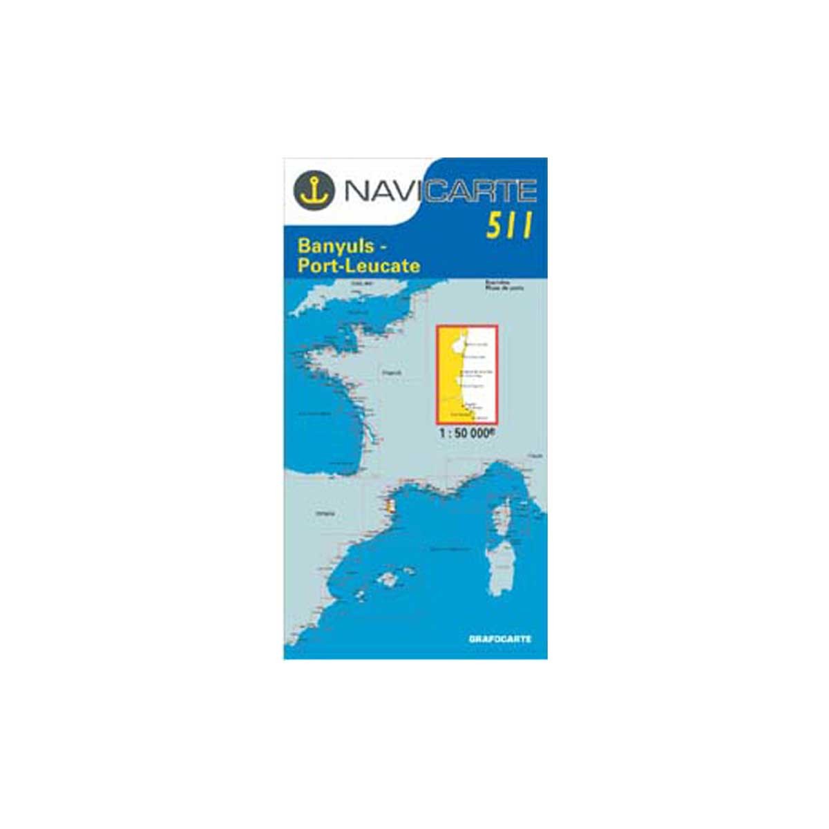 Carte marine pliée Navicarte Méditerranée (France) N°511 : Banyuls - Port Leucate - Port Vendres - 1/50 000